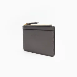 Grey Leather Zip Credit Card Holder