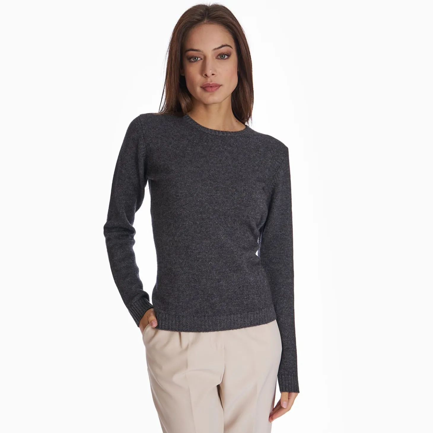 Grey Wool And Cashmere Crewneck