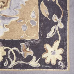 Grey Wool And Silk Stole With Pastel Flower Design