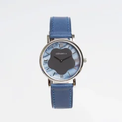 Lady'S Bluette Leather Watch With Floral Dial