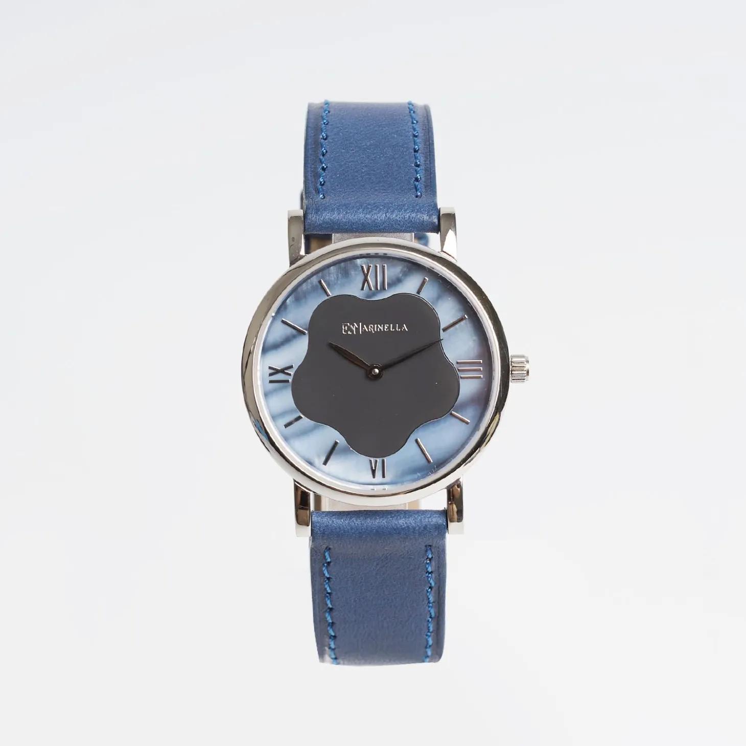 Lady'S Bluette Leather Watch With Floral Dial