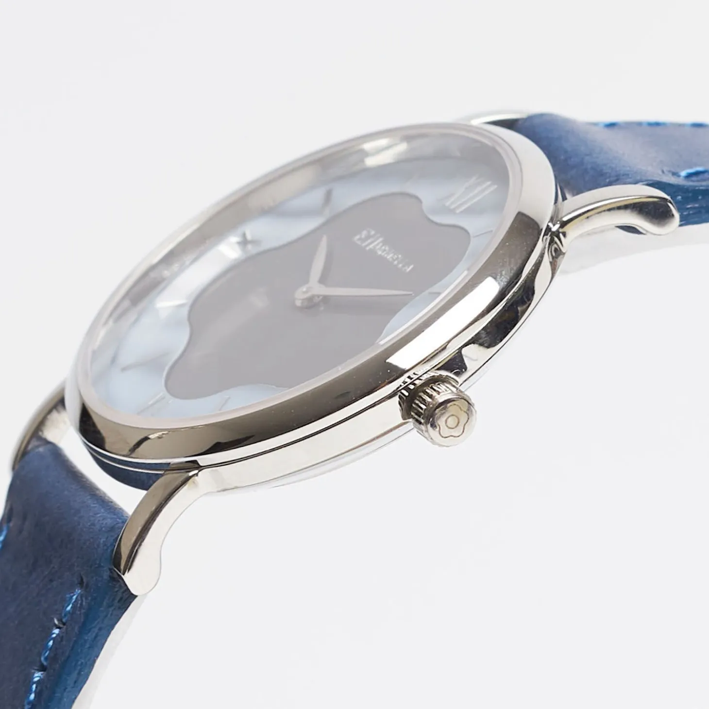 Lady'S Bluette Leather Watch With Floral Dial