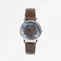 Lady'S Leather Watch With Floral Dial