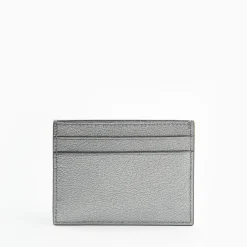 Lead Grey Small Credit Card Holder In Soft Leather