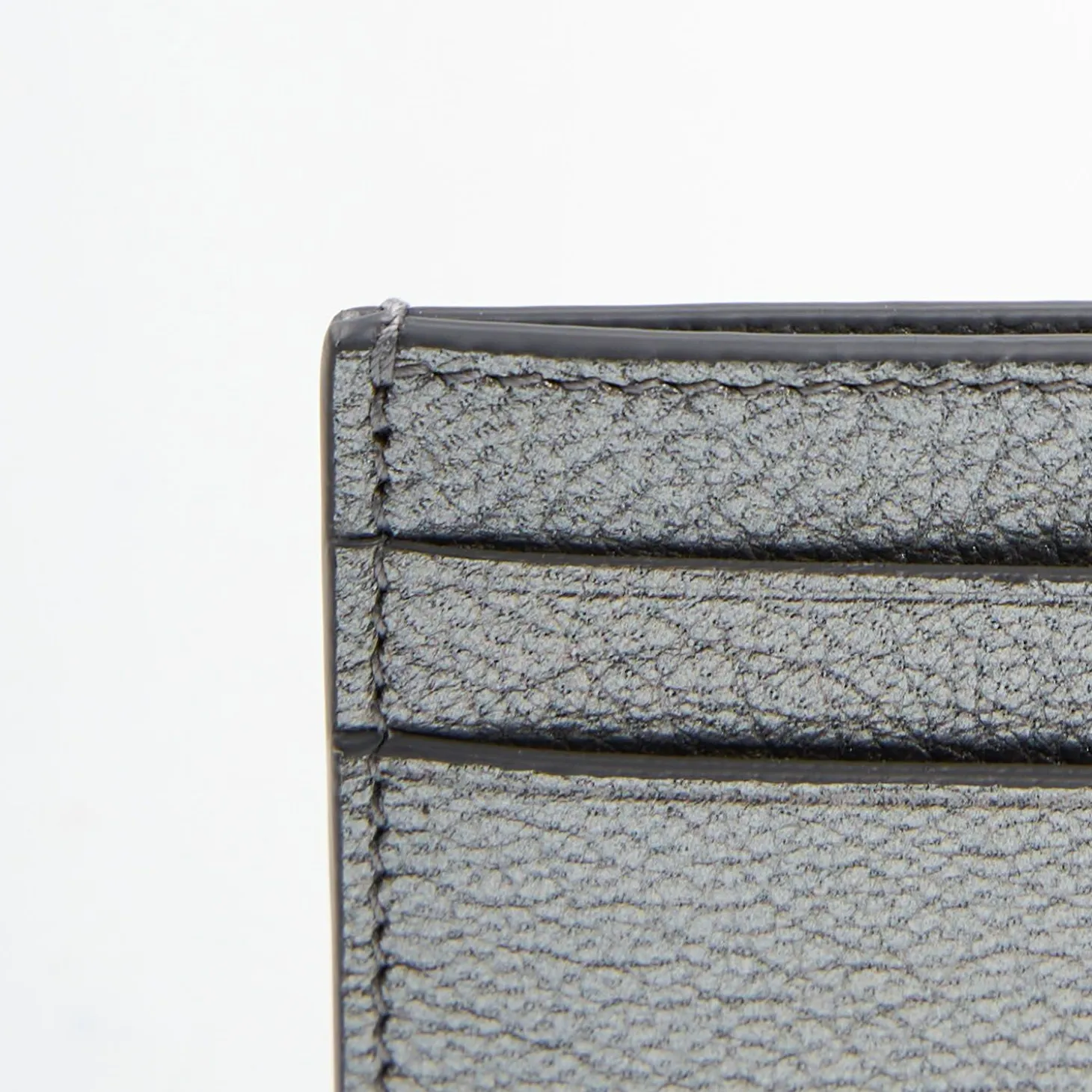 Lead Grey Small Credit Card Holder In Soft Leather