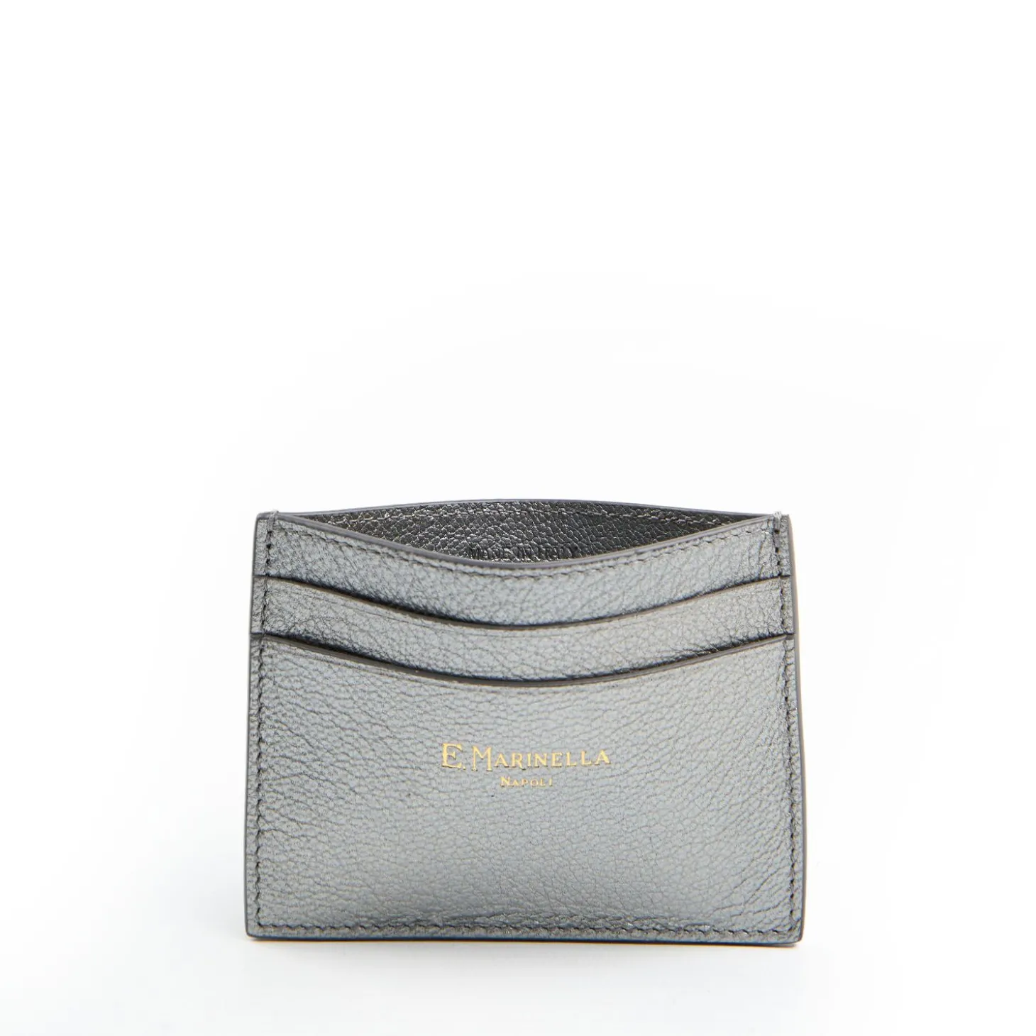 Lead Grey Small Credit Card Holder In Soft Leather