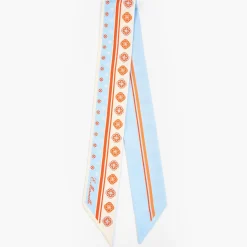 Light Blue And Beige Silk Twilly