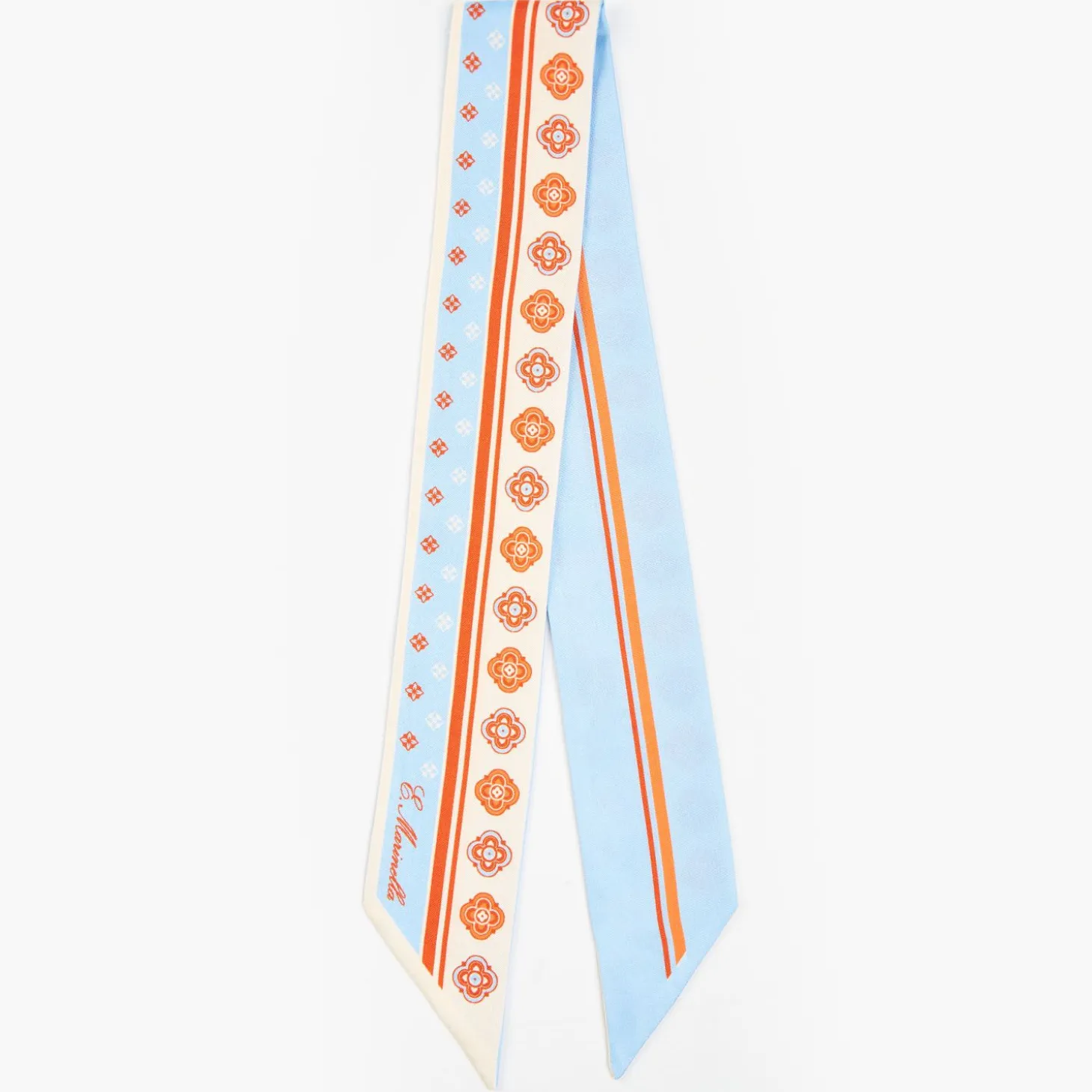 Light Blue And Beige Silk Twilly