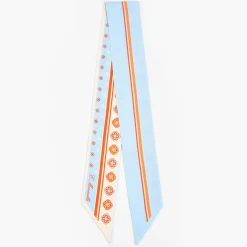 Light Blue And Beige Silk Twilly