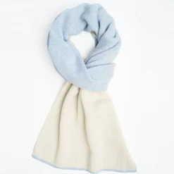 Light Blue And Beige Two-Tone Solid Cashmere Neck Warmer
