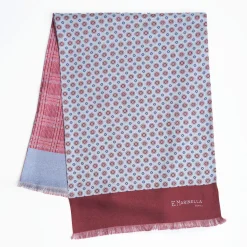 Light Blue And Burgundy Double Silk Scarf