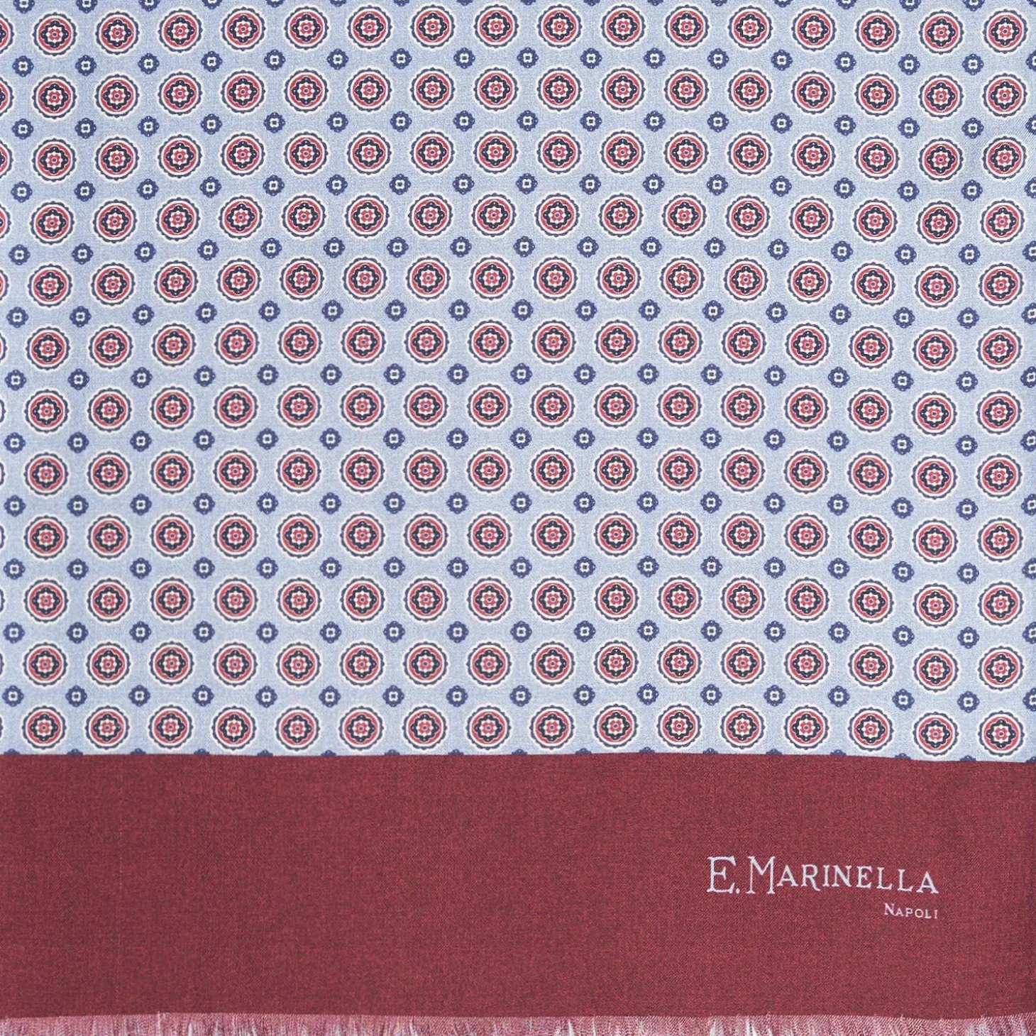 Light Blue And Burgundy Double Silk Scarf