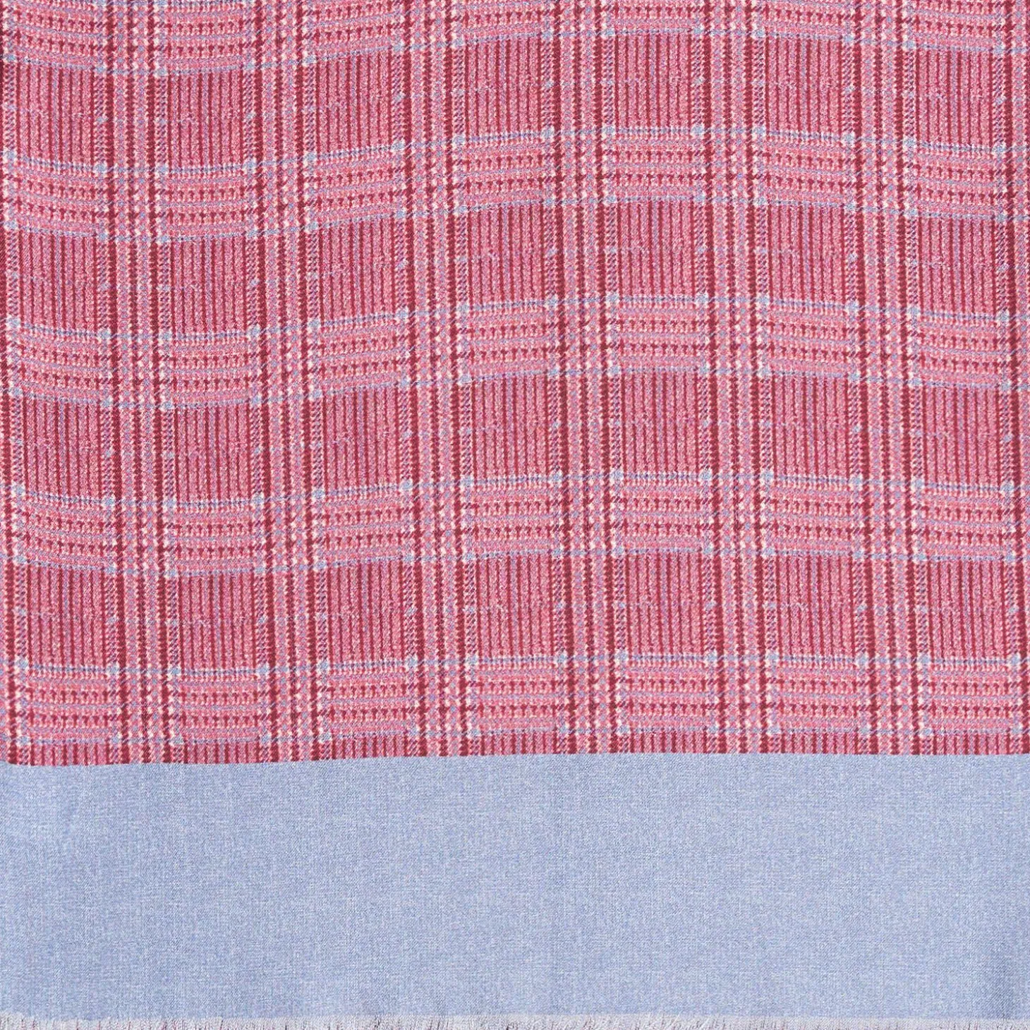 Light Blue And Burgundy Double Silk Scarf