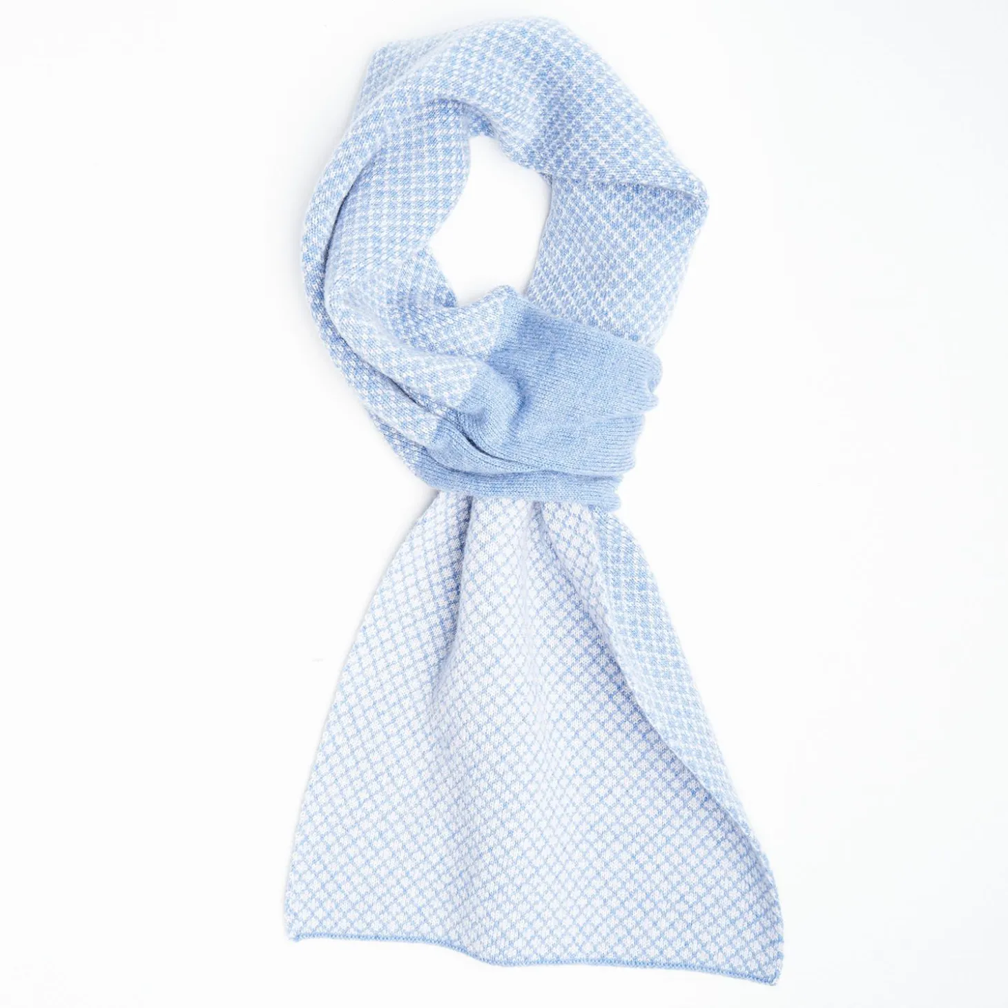 Light Blue And White Cashmere Neck Warmer