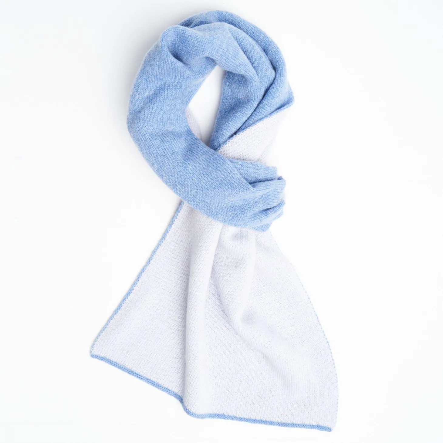 Light Blue And White Two-Tone Solid Cashmere Neck Warmer