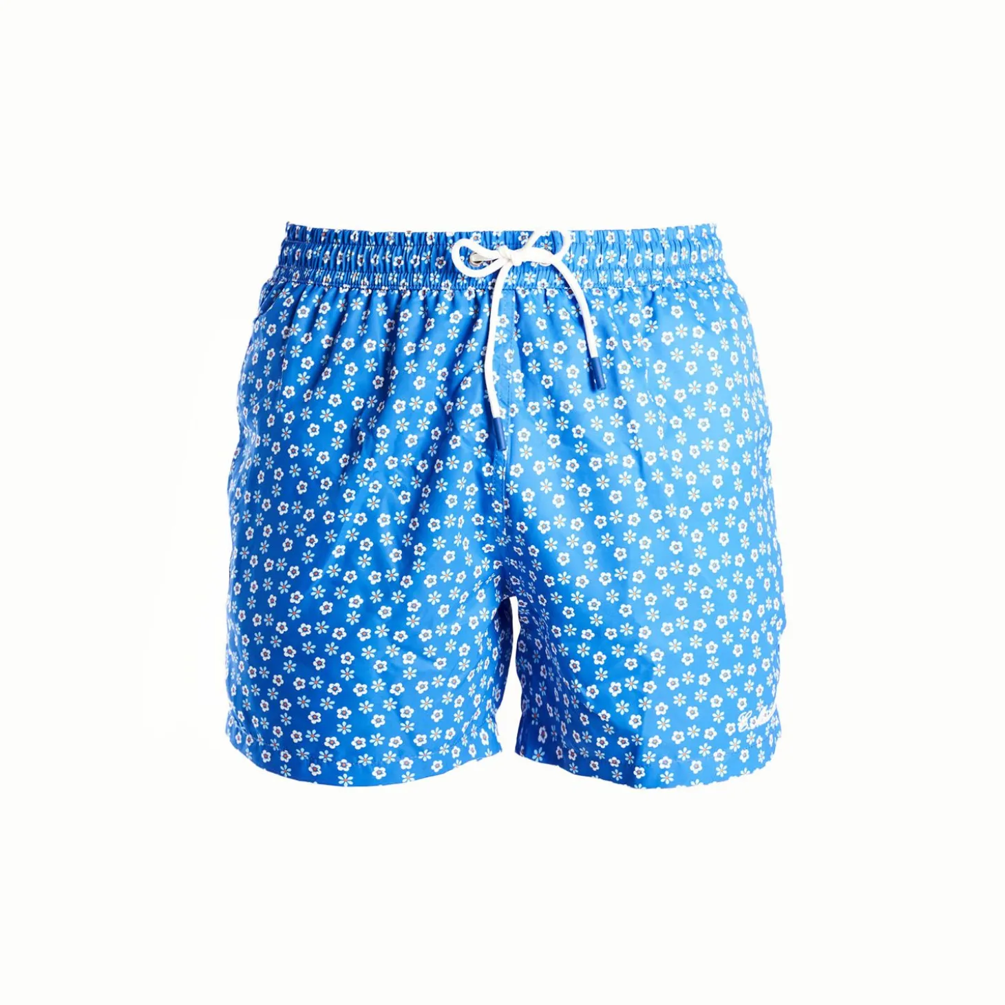 Light Blue Baby Swim Shorts - Large Flower Pattern