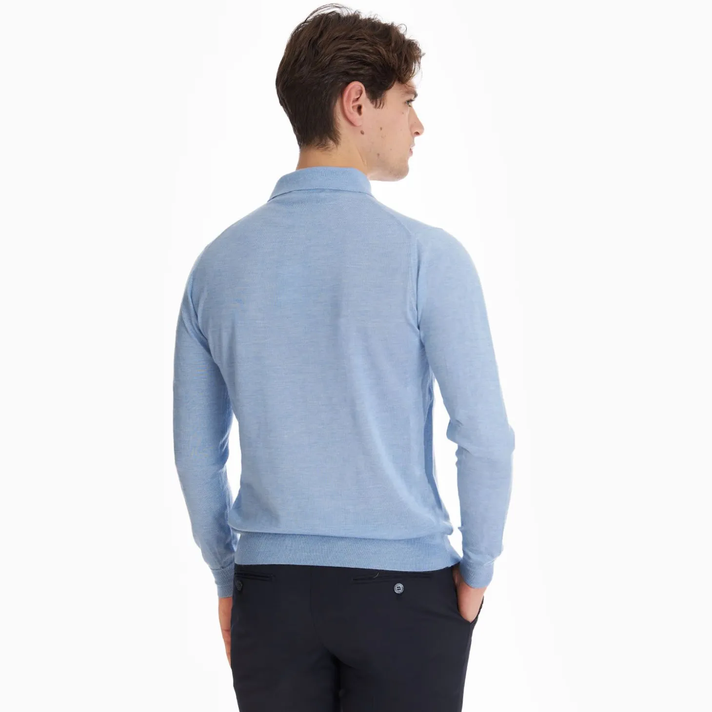 Light Blue Cashmere And Silk Polo Shirt