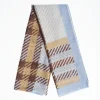 Light Blue Cashmere And Silk Stole - Tartan Pattern