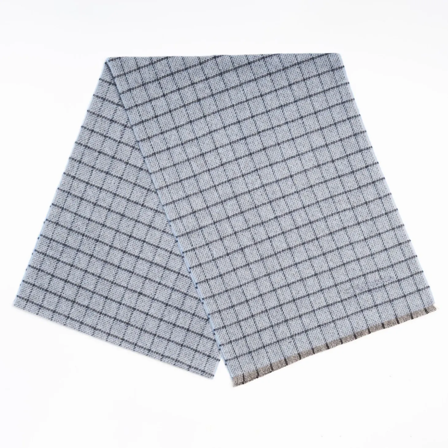 Light Blue Cashmere Small-Check Scarf