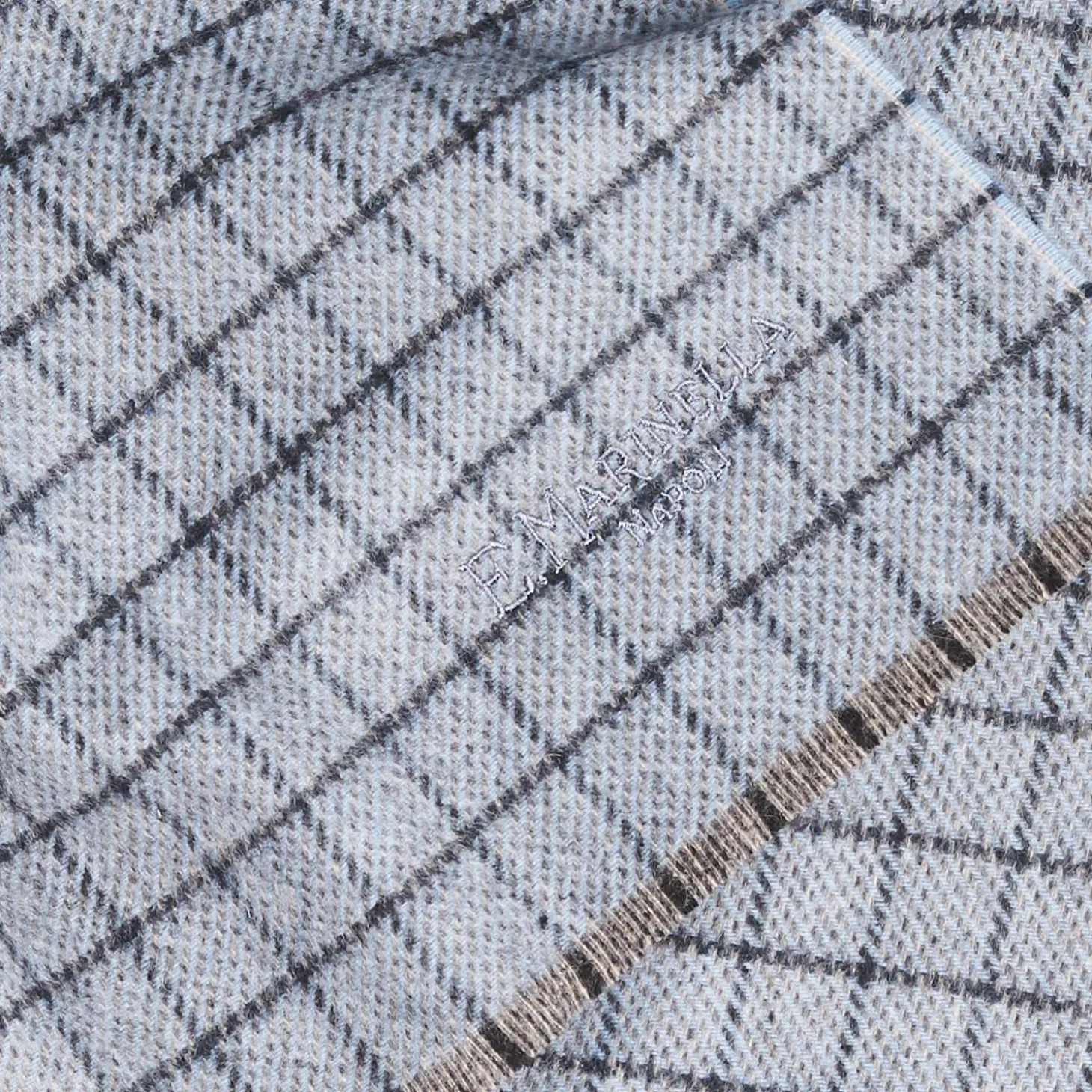 Light Blue Cashmere Small-Check Scarf