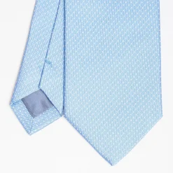 Light Blue Ceremonial Jacquard Silk Tie - Small Polka Dot Pattern