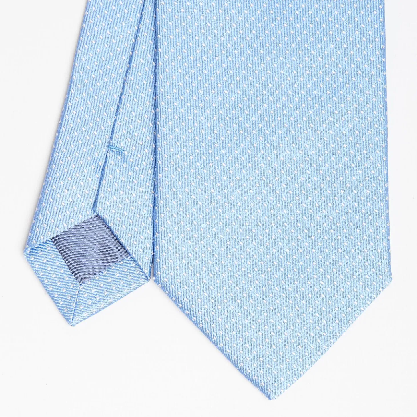 Light Blue Ceremonial Jacquard Silk Tie - Small Polka Dot Pattern
