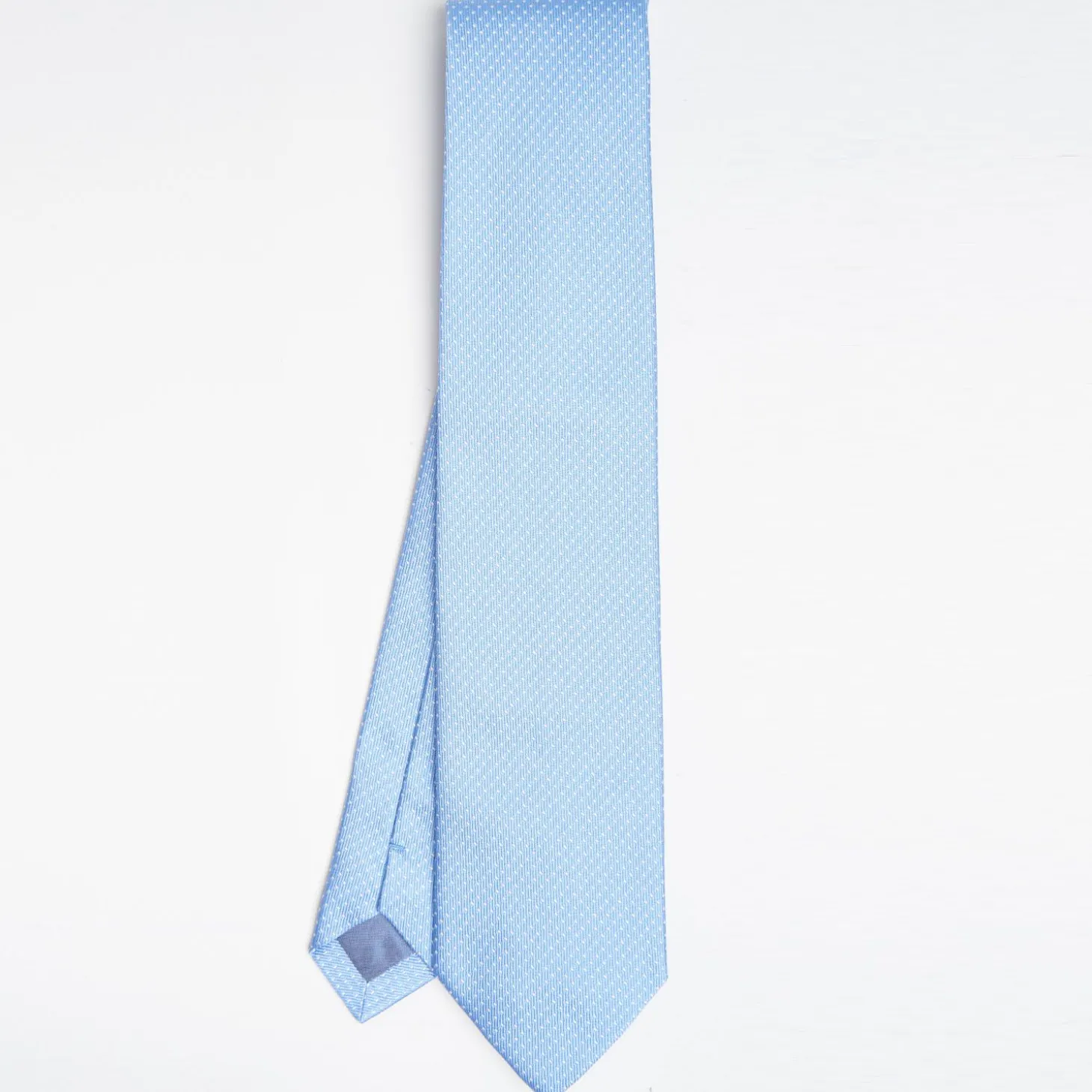 Light Blue Ceremonial Jacquard Silk Tie - Small Polka Dot Pattern