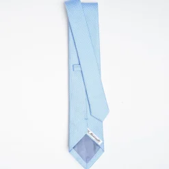 Light Blue Ceremonial Jacquard Silk Tie - Small Polka Dot Pattern