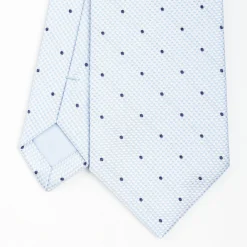 Light Blue Ceremonial Jacquard Silk Tie - Polka Dot Pattern