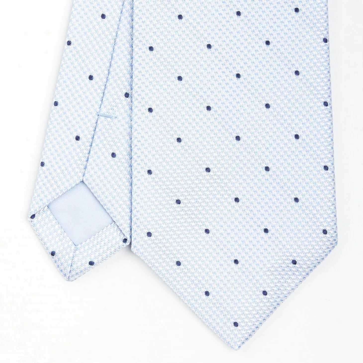 Light Blue Ceremonial Jacquard Silk Tie - Polka Dot Pattern
