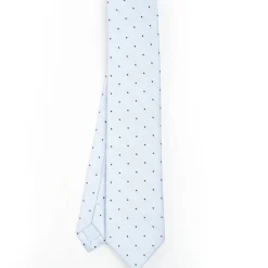Light Blue Ceremonial Jacquard Silk Tie - Polka Dot Pattern