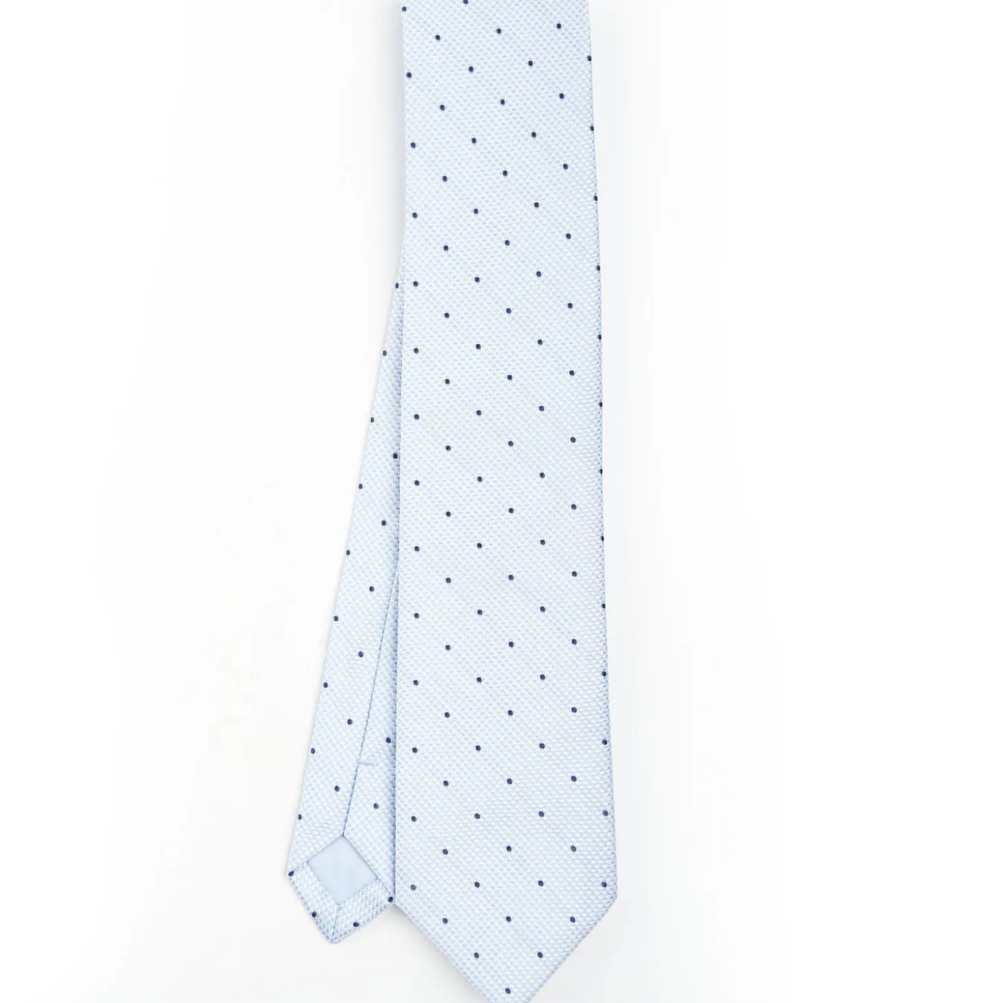 Light Blue Ceremonial Jacquard Silk Tie - Polka Dot Pattern