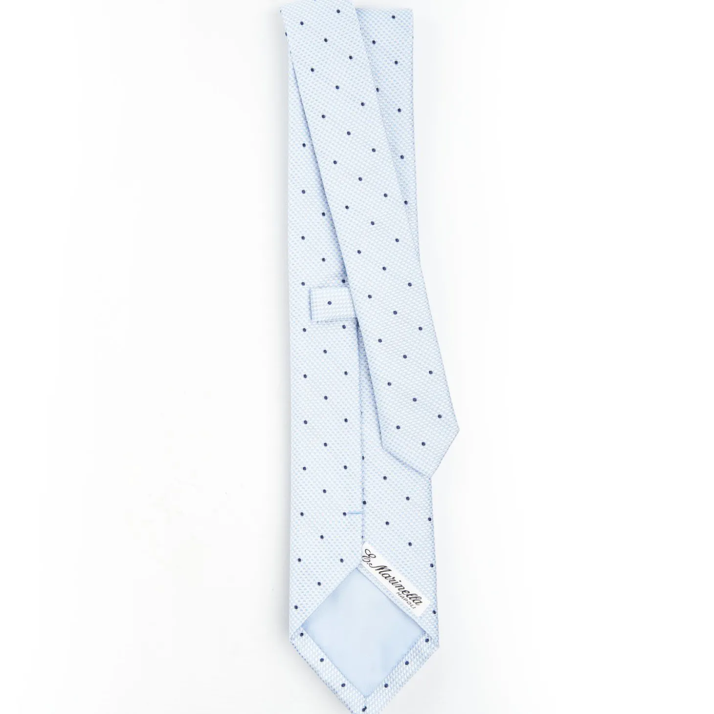 Light Blue Ceremonial Jacquard Silk Tie - Polka Dot Pattern