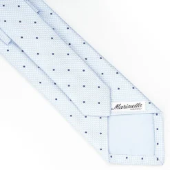 Light Blue Ceremonial Jacquard Silk Tie - Polka Dot Pattern