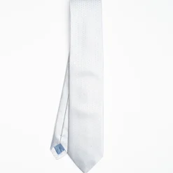 Light Blue Cerimonial Silk Satin Tie Small Polka Dot Pattern