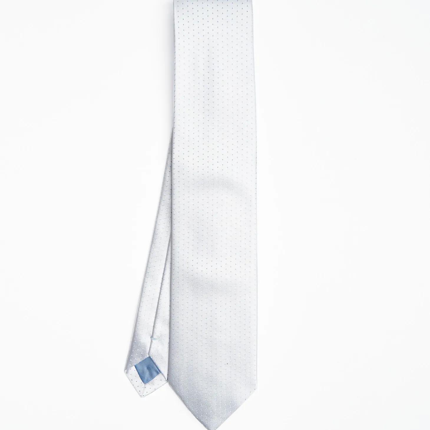 Light Blue Cerimonial Silk Satin Tie Small Polka Dot Pattern