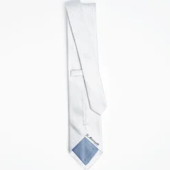 Light Blue Cerimonial Silk Satin Tie Small Polka Dot Pattern