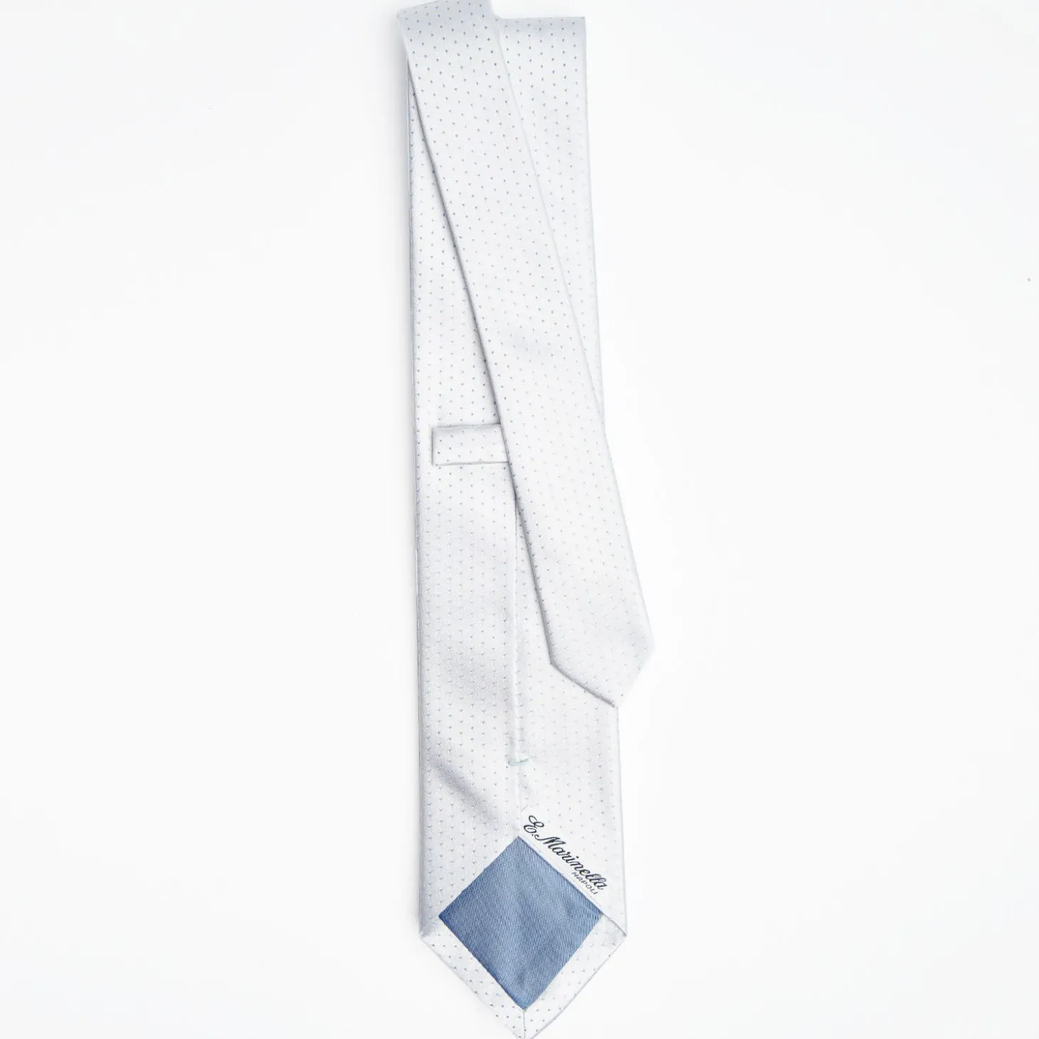 Light Blue Cerimonial Silk Satin Tie Small Polka Dot Pattern