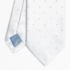 Light Blue Cerimonial Silk Satin Tie Polka Dot Pattern