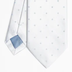 Light Blue Cerimonial Silk Satin Tie Polka Dot Pattern