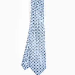 Light Blue 5 Fold Sartorial Silk Tie - Small Flower Pattern
