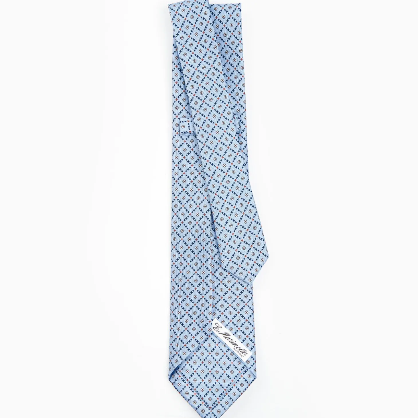 Light Blue 5 Fold Sartorial Silk Tie - Small Flower Pattern
