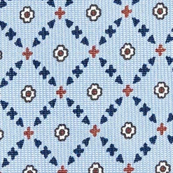 Light Blue 5 Fold Sartorial Silk Tie - Small Flower Pattern