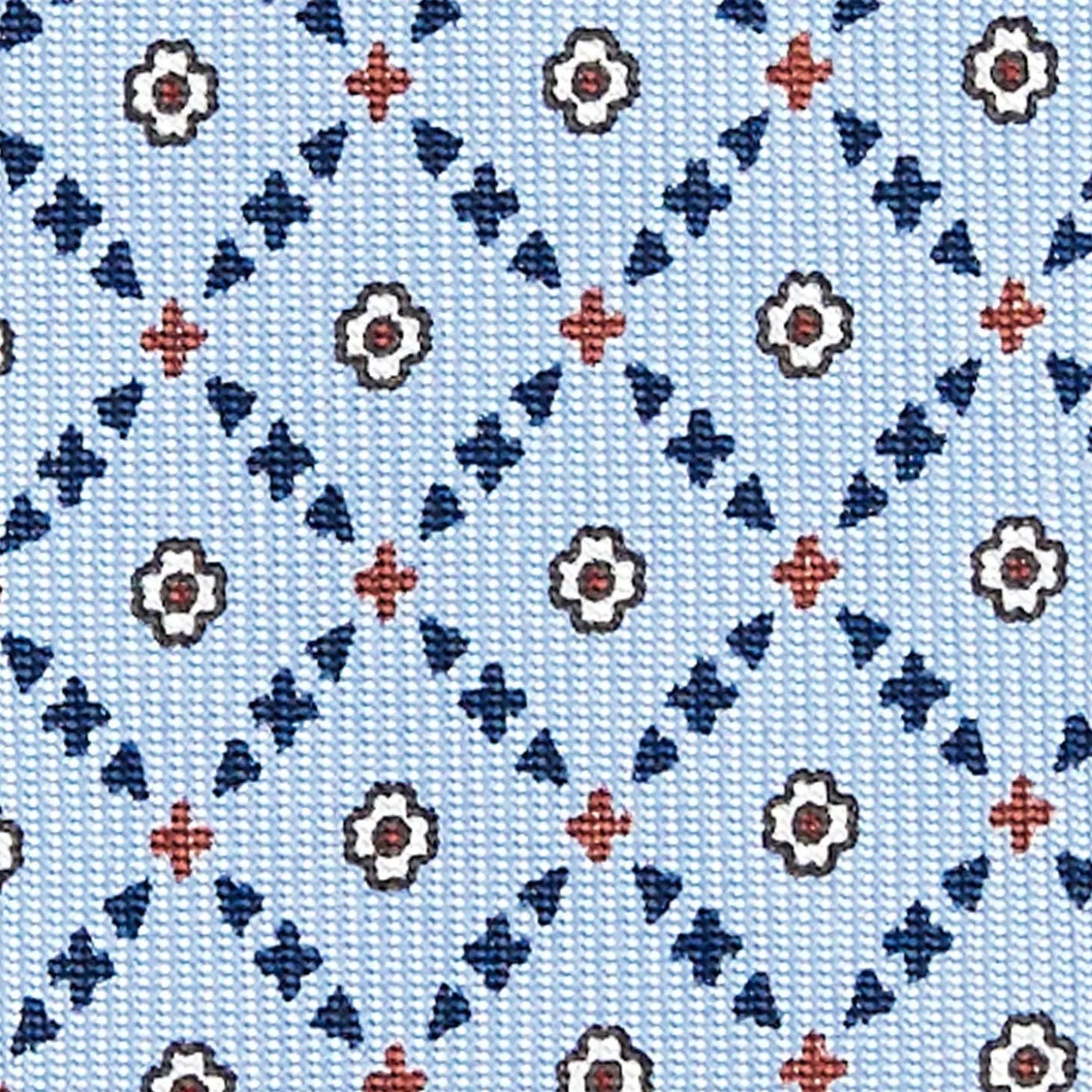 Light Blue 5 Fold Sartorial Silk Tie - Small Flower Pattern