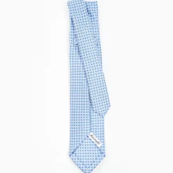 Light Blue 7 Fold Sartorial Silk Tie - Small Flower Pattern