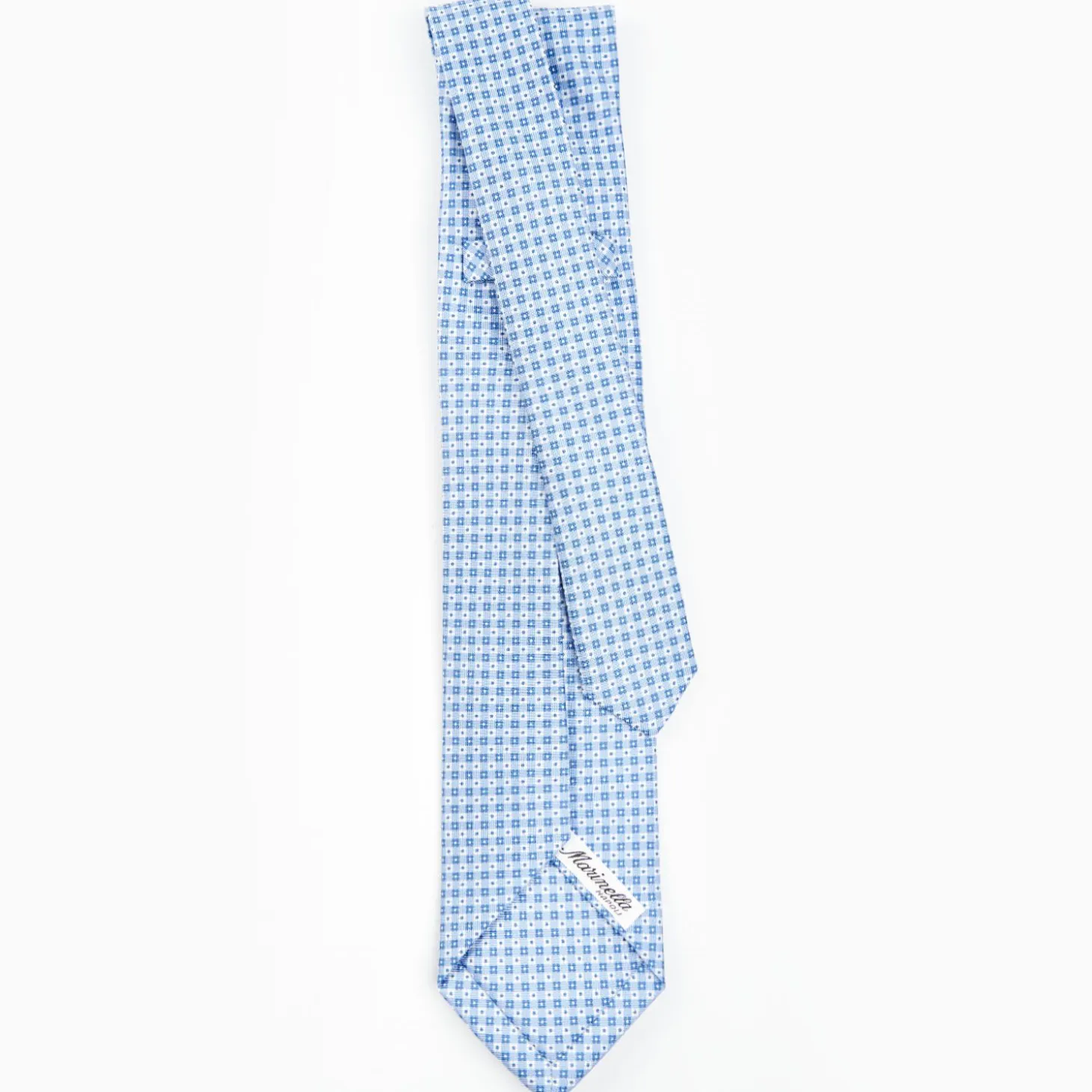 Light Blue 7 Fold Sartorial Silk Tie - Small Flower Pattern
