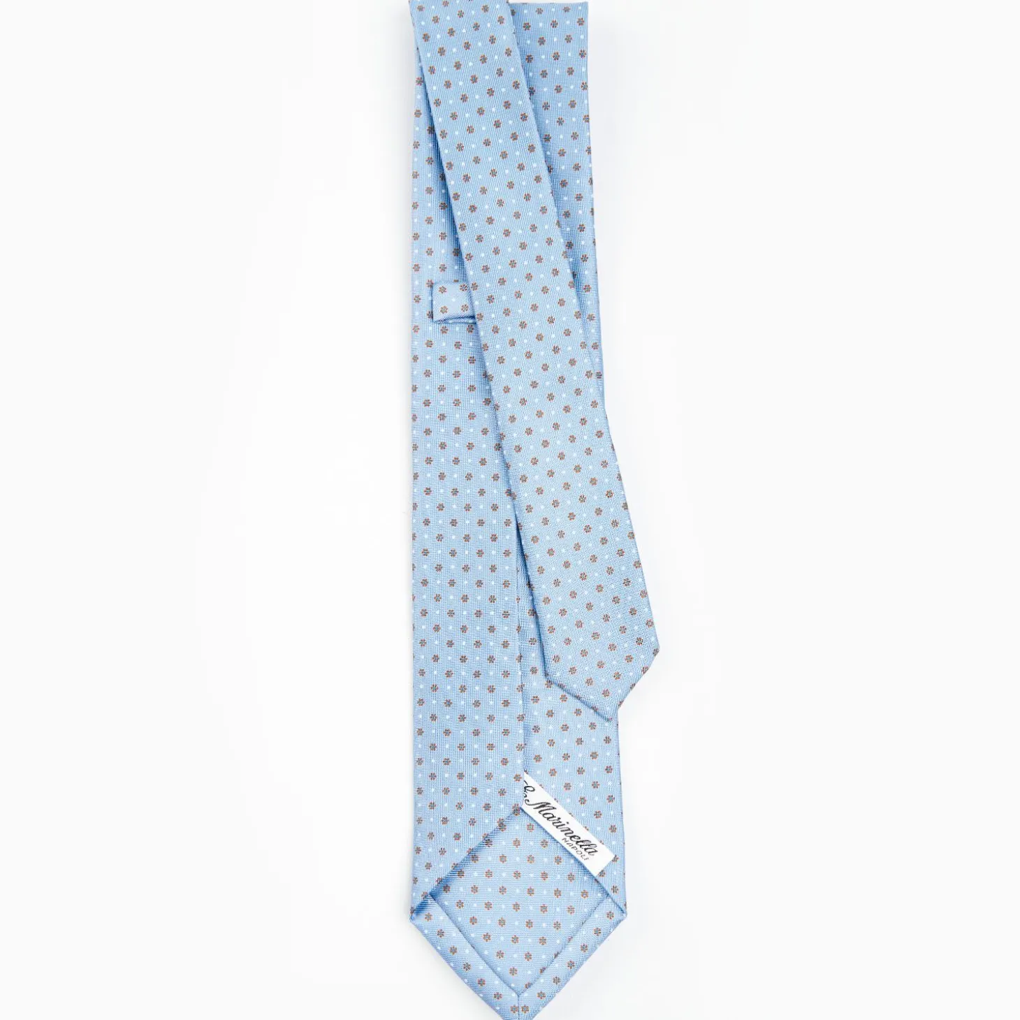 Light Blue 5 Fold Sartorial Silk Tie - Small Flower Pattern