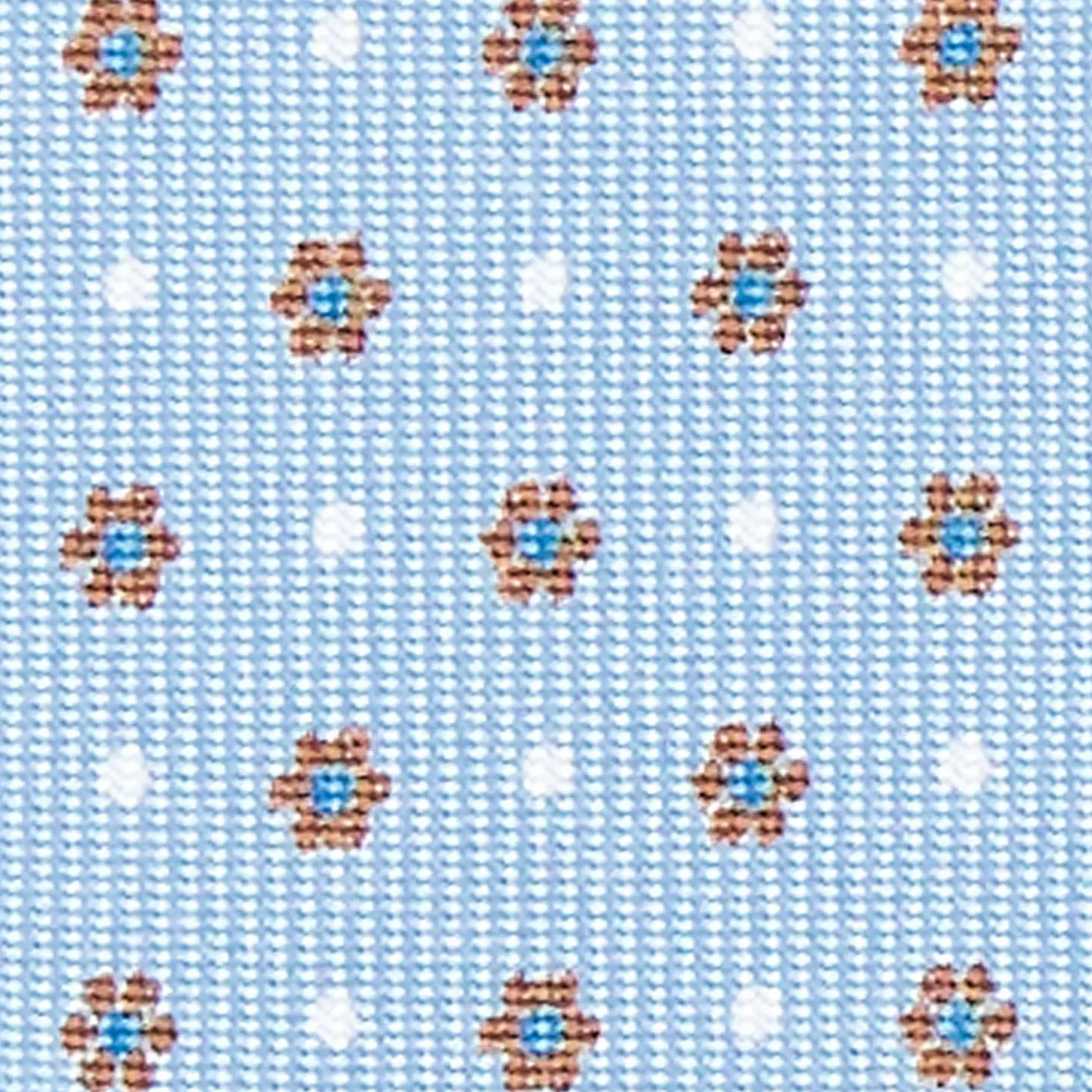 Light Blue 5 Fold Sartorial Silk Tie - Small Flower Pattern