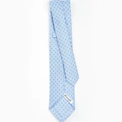 Light Blue 5 Fold Sartorial Silk Tie - Small Flower Pattern