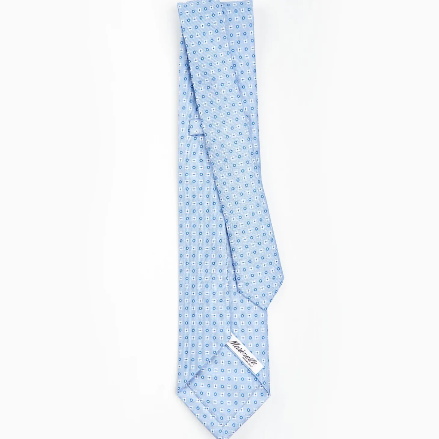 Light Blue 5 Fold Sartorial Silk Tie - Small Flower Pattern